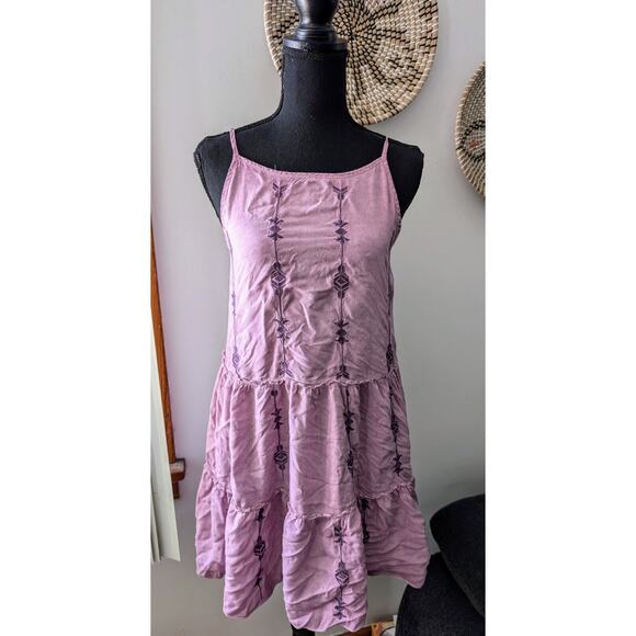 Andrew Blue Brand Rose Colored Boho Bohemian Sleeveless Embroidered Dress Small - Picture 1 of 7